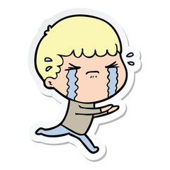 sticker of a cartoon man crying