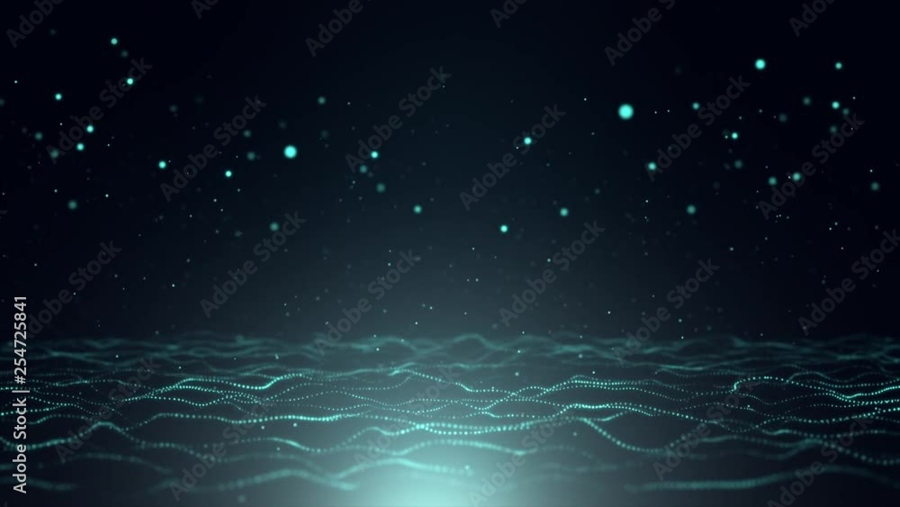 Canvas Prints abstract particles blue color fall on the waves