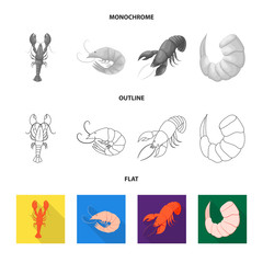 Vector design of appetizer and ocean icon. Collection of appetizer and delicacy stock symbol for web.