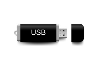 USB flash drive with shadow, realistic vector illustration