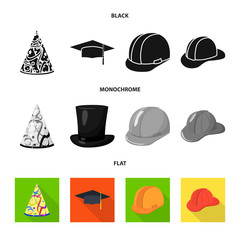 Isolated object of clothing and cap sign. Set of clothing and beret stock vector illustration.