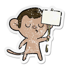 distressed sticker of a cartoon monkey