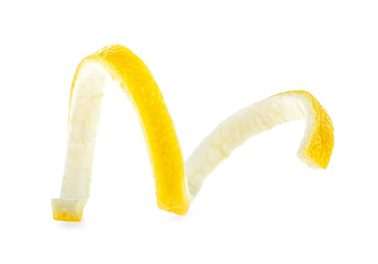 Lemon peel or lemon twist on white background