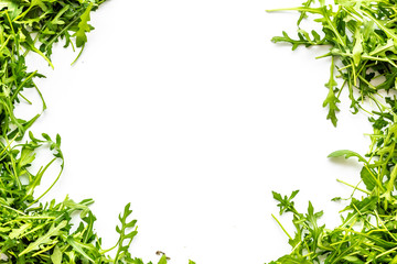 green salads for diet food on white background top view mockup