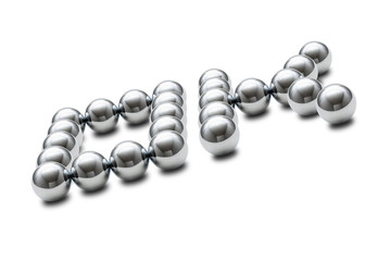 Glossy chrome balls on a white background with shadows