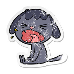 distressed sticker of a cute cartoon dog barking