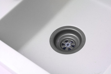 close up photo of water drain. new sink drain