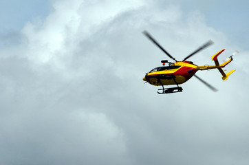 Fototapeta na wymiar Helicopter or chopper flying