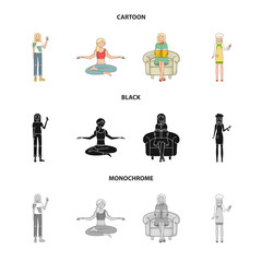 Isolated object of posture and mood icon. Collection of posture and female vector icon for stock.