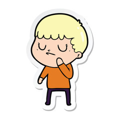 Obraz premium sticker of a cartoon grumpy boy