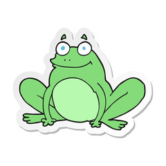 sticker of a cartoon happy frog
