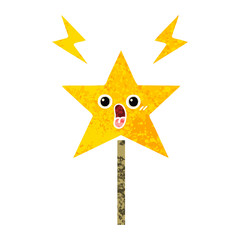 retro illustration style cartoon magic wand