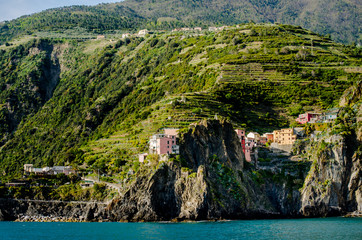 Fototapeta na wymiar Cinque terre in Italy view from the seaside
