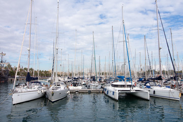 Fototapeta na wymiar Yachts at the berth of Barcelona