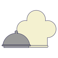 Chef hat and restaurant dish dome