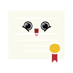 flat color retro cartoon graduation diploma