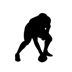 silhouette american football player start position