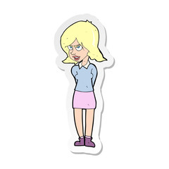 sticker of a cartoon annoyed woman