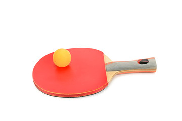 Racquet to play ping-pong isolated on white background.