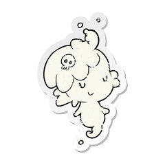 distressed sticker of a cartoon ghost