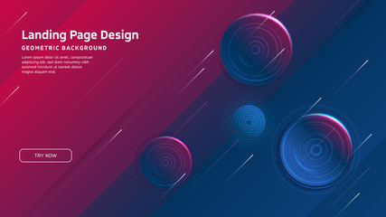 Minimal geometric background. Landing page design template. Dynamic shapes composition. EPS10 vector