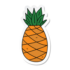 sticker of a quirky hand drawn cartoon pineapple