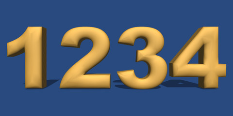 The figure is 1234 gold on a blue background