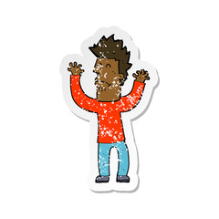 retro distressed sticker of a cartoon stressed man