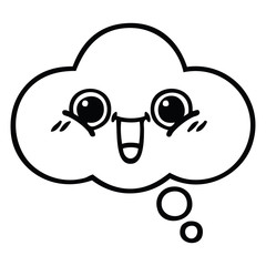 line drawing cartoon thought bubble