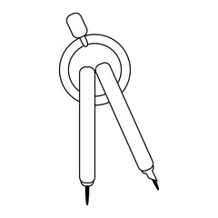 Compass geometric utensils symbol black and white