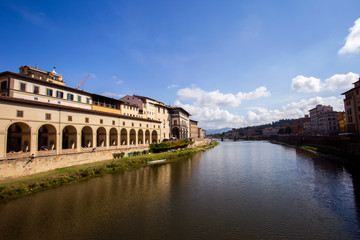 Naklejka premium View from Ponte Vecchio bridge over Arno river in Florence, Italy. 