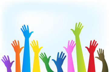Obraz premium Hands up colorful logo