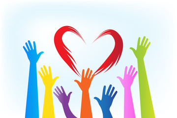 Fototapeta premium Hands around a heart logo vector image
