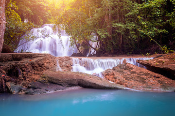 Autumn season of Waterfall in deep forest  Huai  Mae Khamin Waterfall  .
