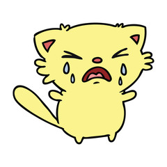 cartoon of cute kawaii crying cat