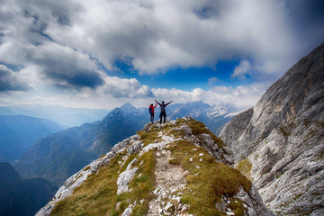 Happy hikers in Slovenia