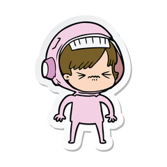 sticker of a angry cartoon space girl