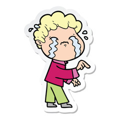 sticker of a cartoon man crying