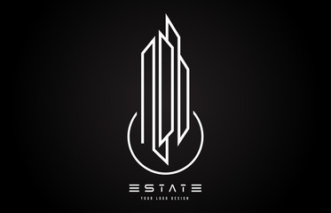 Obraz premium Real Estate Modern Monogram Logo Design. Real Estate Lines Abstract Buildings Icon.