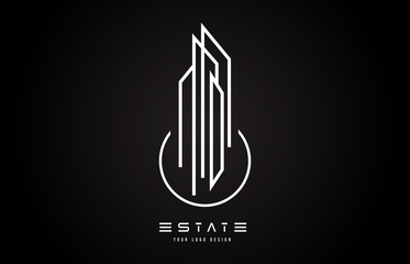 Real Estate Modern Monogram Logo Design. Real Estate Lines Abstract Buildings Icon.