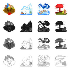 Naklejka premium Vector illustration of weather and distress sign. Collection of weather and crash vector icon for stock.