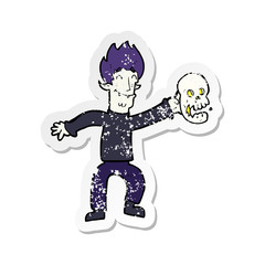 retro distressed sticker of a cartoon spooky vampire