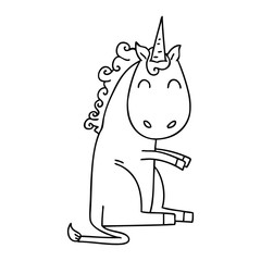 quirky line drawing cartoon unicorn