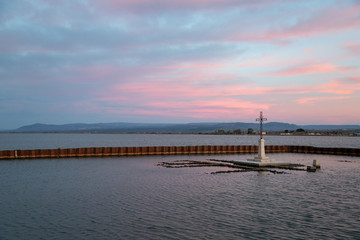 San Clemente island on Lesina lake (lagoon). Gargano National Park, Apulia, Italy