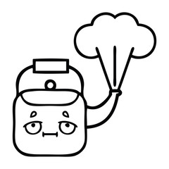 line drawing cartoon steaming kettle