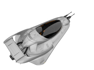 alien pocket aircraft space ship exploring around in a white background