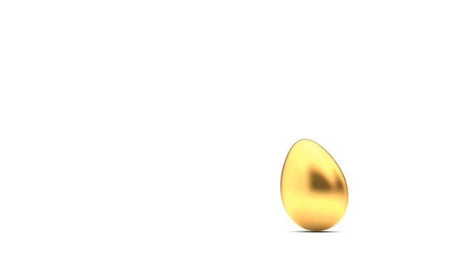 Rolling luxury gold easter egg on a white background