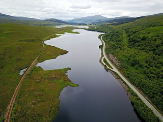 Scotland - West Coast, railroad and road