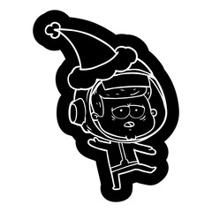 cartoon icon of a tired astronaut wearing santa hat