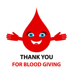 Thank you for blood giving - text. Blood donation abstract concept vector illustration.